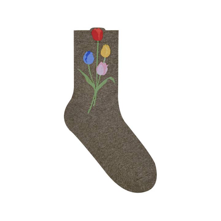 7DAYSSOCKS - Wholesale Socks - Women's - Women's Crew Tulip Flower Socks