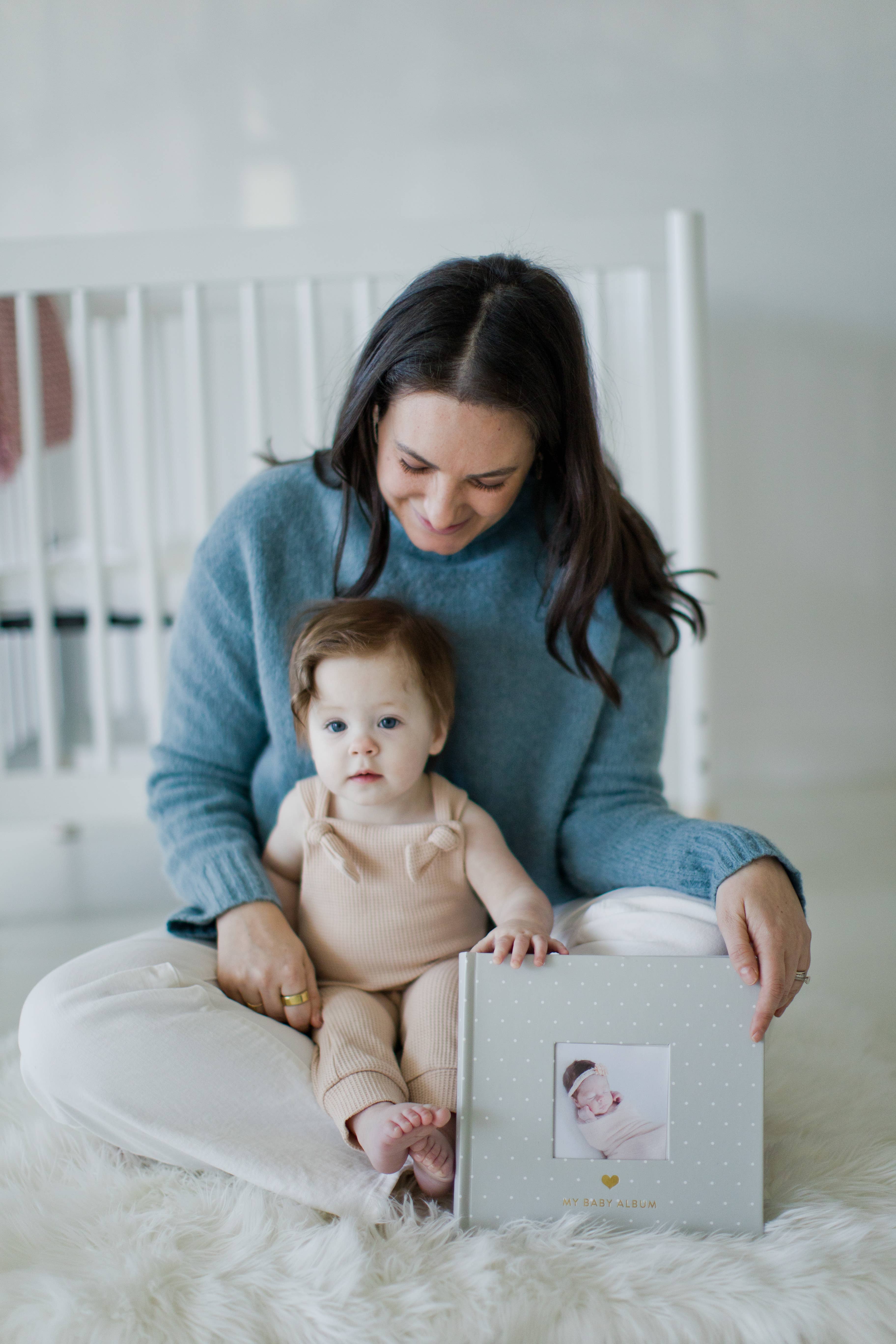 Pearhead - Wholesale Photo Album - Kids & Baby - Baby Photo Album with Guided Journal Pages, Gray Polka Dots5