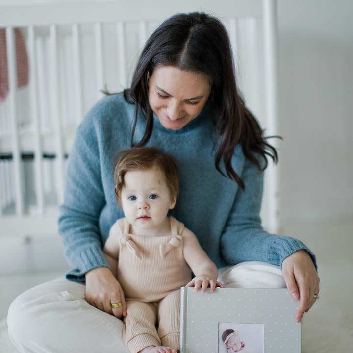 Pearhead - Wholesale Photo Album - Kids & Baby - Baby Photo Album with Guided Journal Pages, Gray Polka Dots5