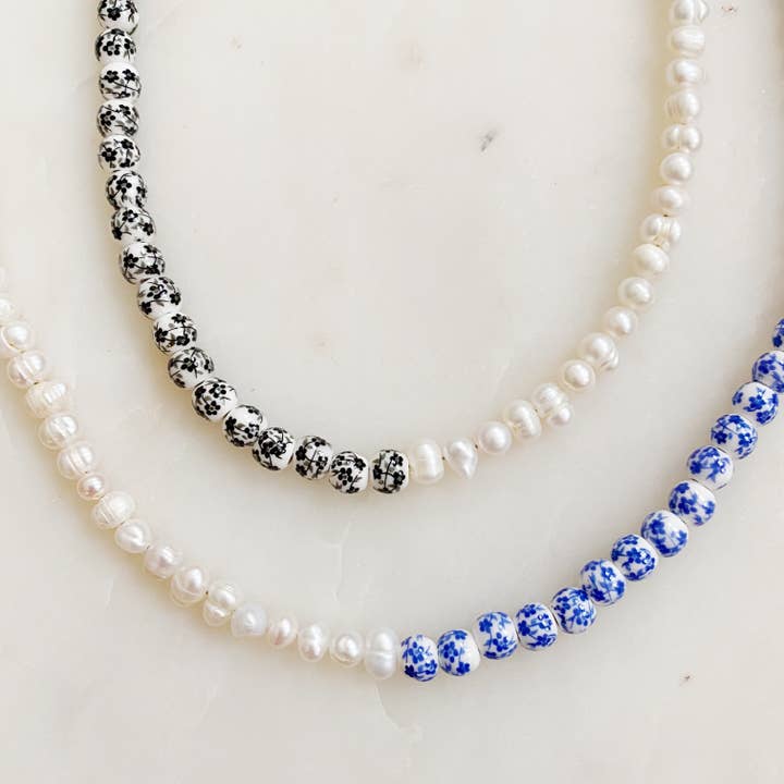 So Fresh Pearl And Porcelain Choker Necklace for wholesale by Ellison+Young