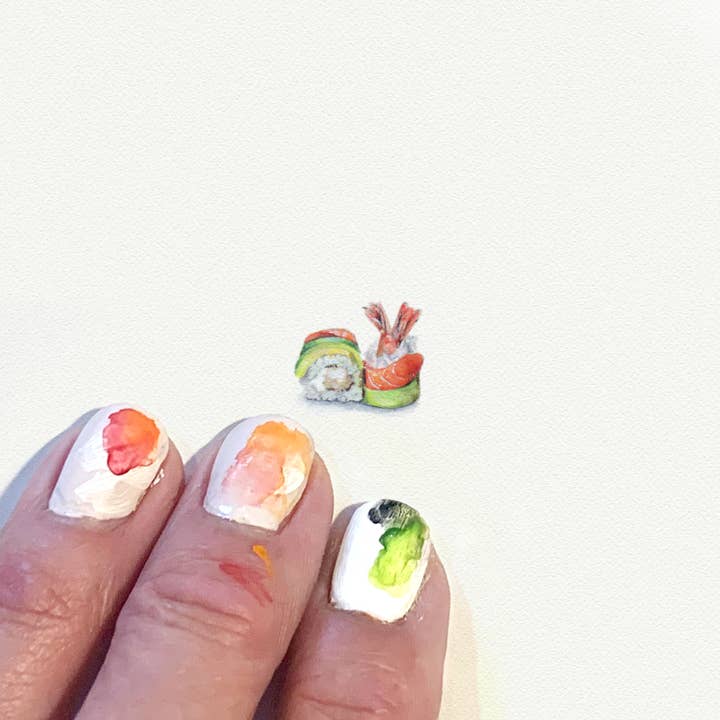 Karen Libecap Tiny Paintings - Wholesale Art Print - Sushi Miniature Watercolor Painting - Art Print