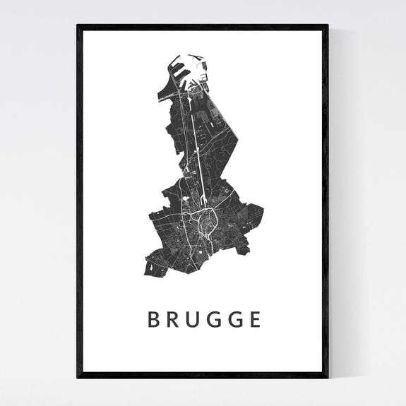 Art in Maps – Engroshandel Kort – Brugge - B2 Framed Bykort - Plakat0