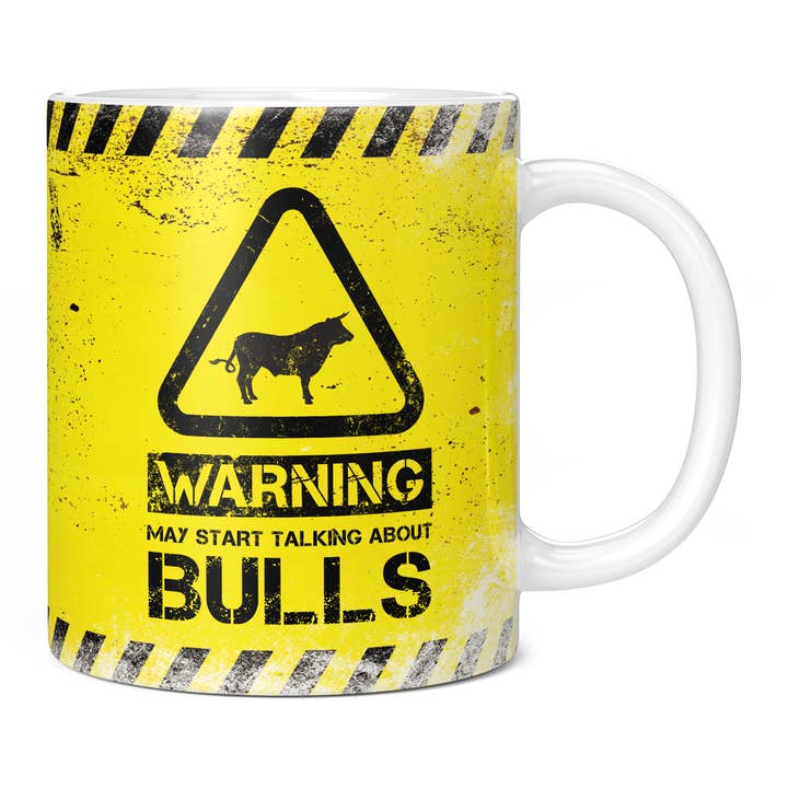 Bull Mug - Warning May Start Talking About Bulls for wholesale by Mug Monster
