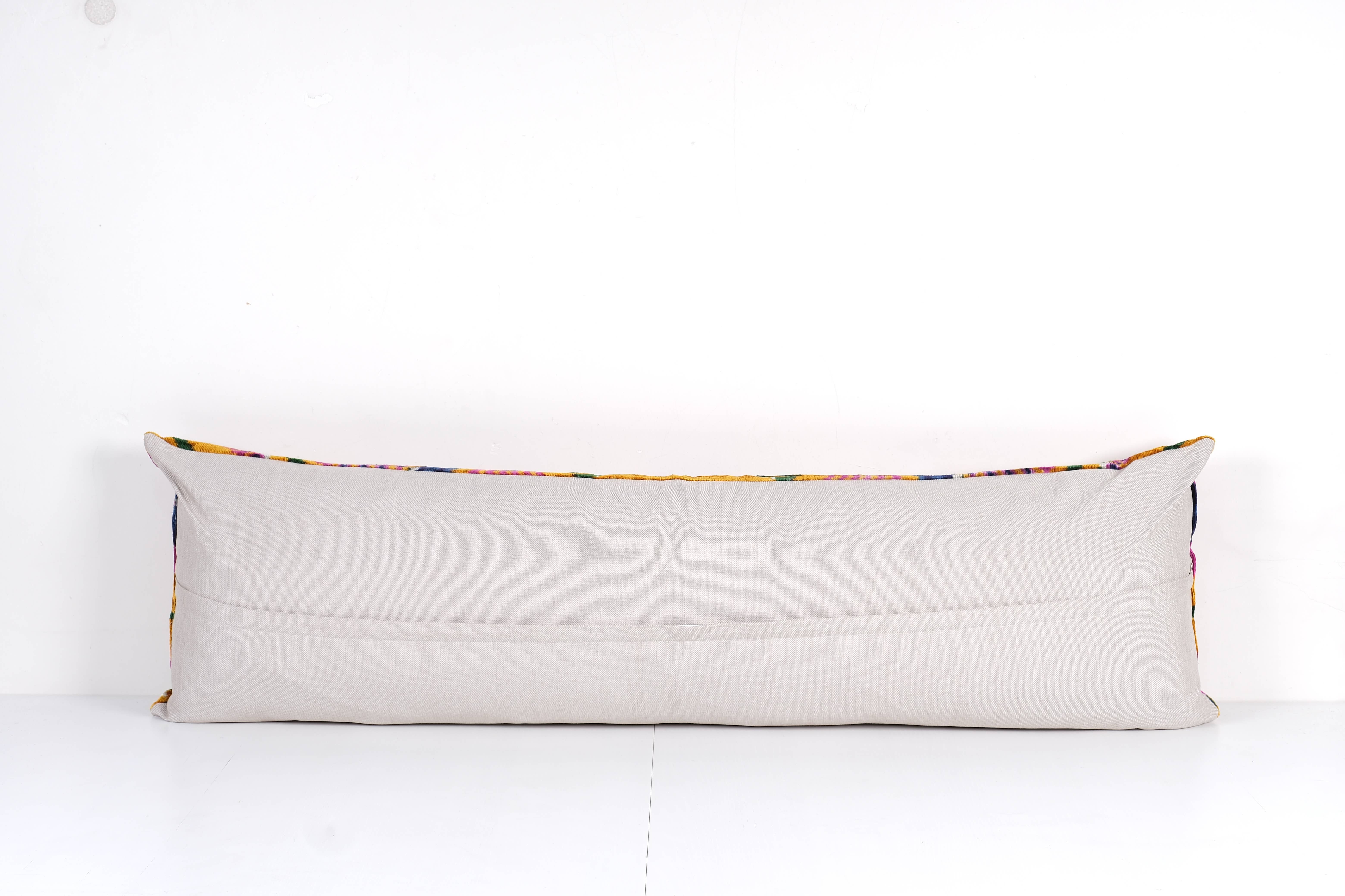 Vintage Pillows Store - Wholesale Lumbar Pillow - Orange Extra Long Ikat Velvet Pillow, Floral Printed Lumbar 3