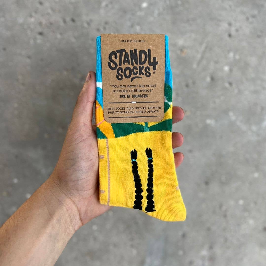 Yellow Greta Thunburg Sock for wholesale on Faire2