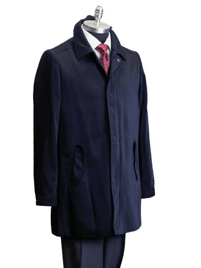 Men's Navy Raincoat 3/4 Length for wholesale by Alberto Nardoni