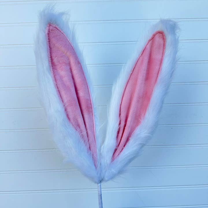 24" kaninöronplock: vit, rosa - 62078WTPK för wholesale av White Bayou Wreaths & Supply