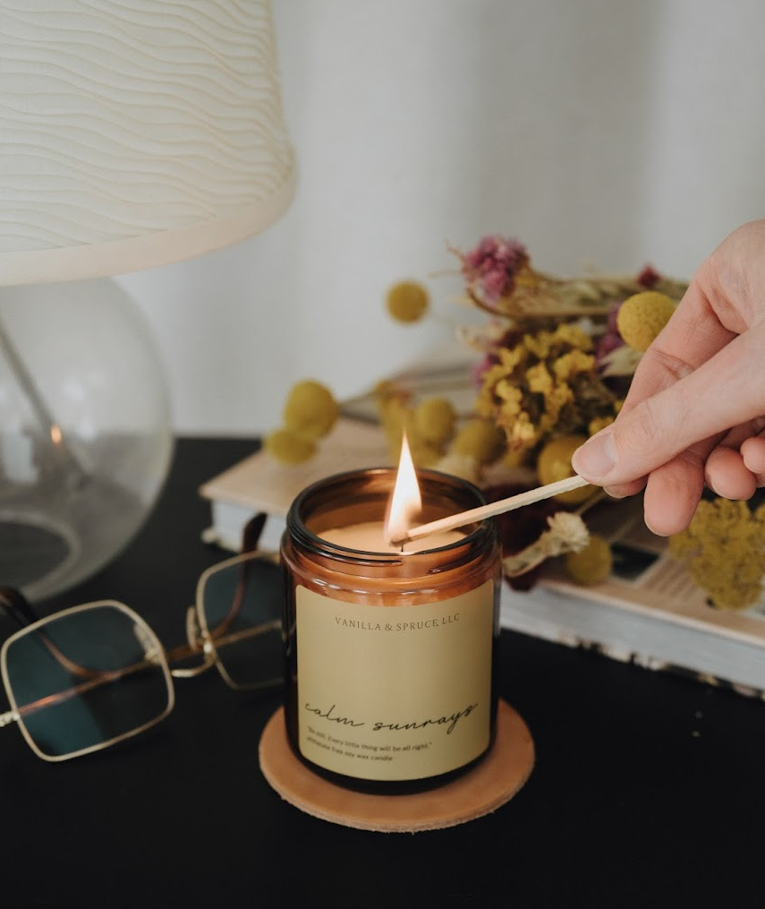 Vanilla and Spruce, LLC - Wholesale Jar/Filled Candle - 7 oz Candle - Calm Sunrays1