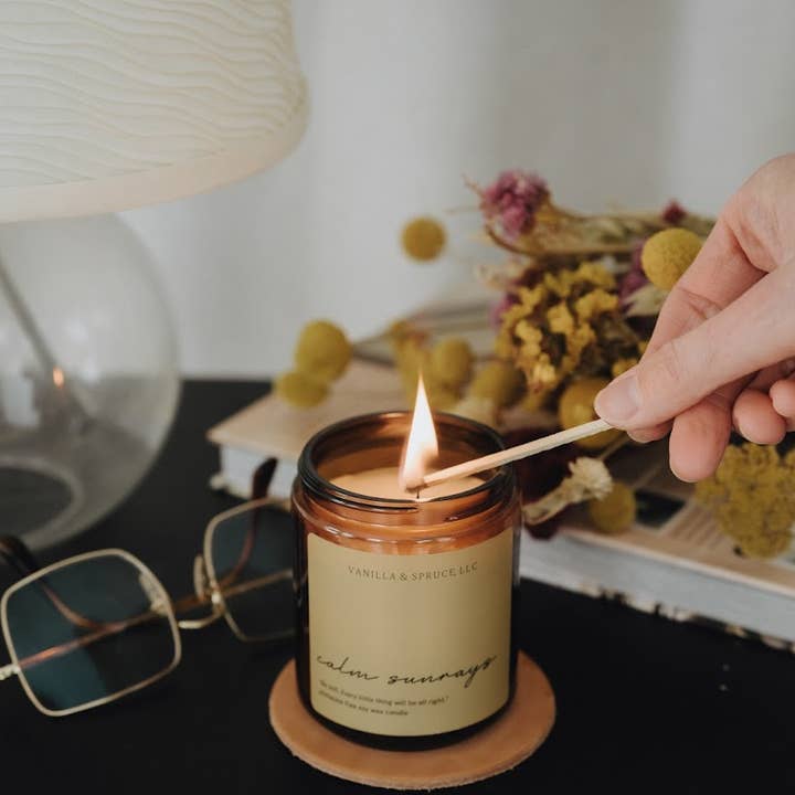 Vanilla and Spruce, LLC - Wholesale Jar/Filled Candle - 7 oz Candle - Calm Sunrays1