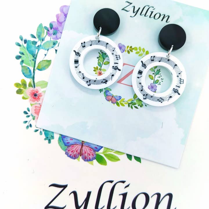Zyllion - Wholesale Dangle earrings - Music Loop Mini Drops Dangle Sterling Silver Earrings1