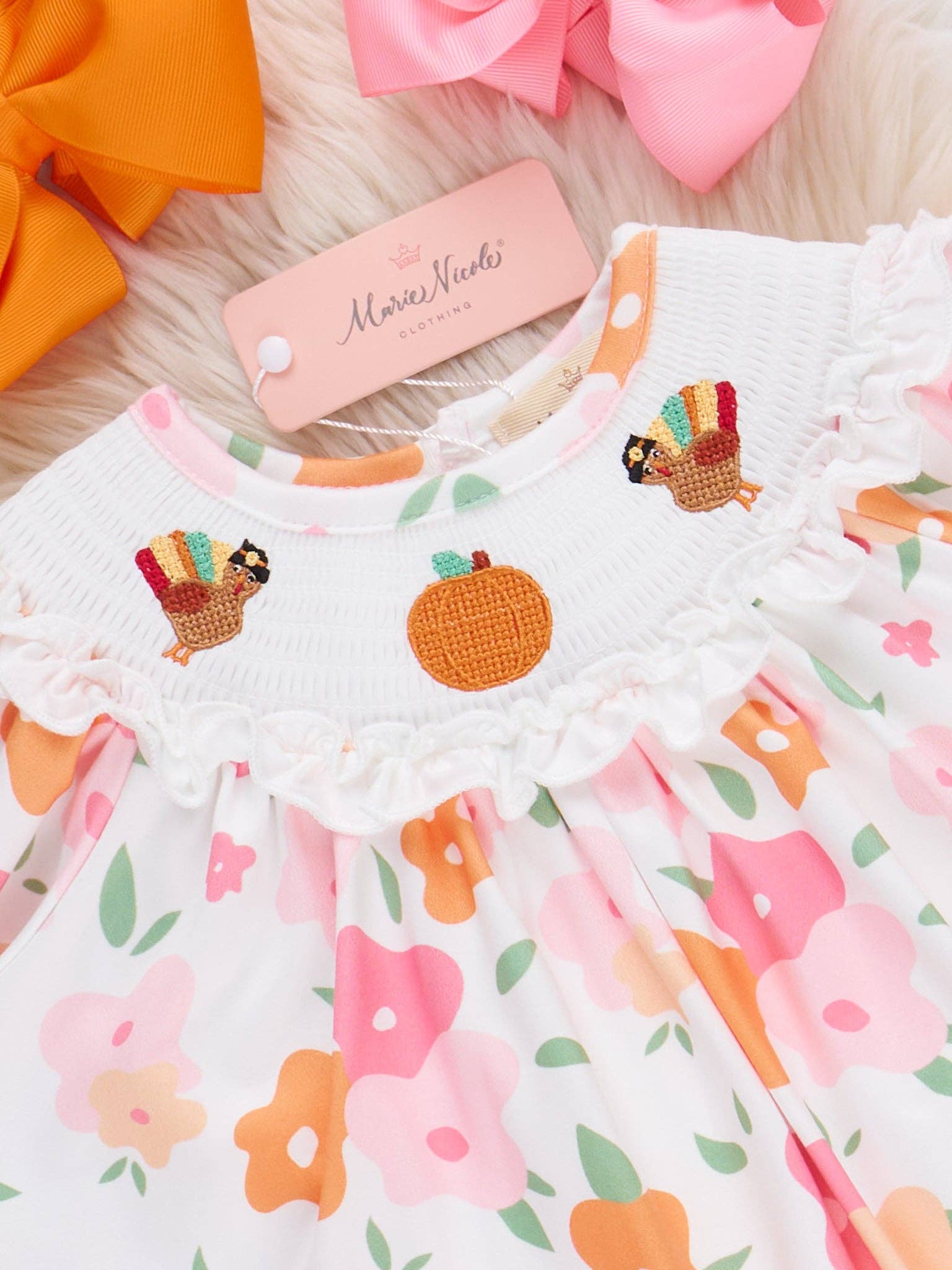 Marie Nicole Clothing - Wholesale Top & Leggings Set - Kids - Time For Turkey Smocked Outfit1