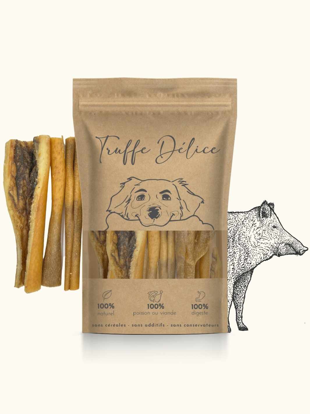 Truffe Délice - Venta al por mayor Chuches - Perros - Piel de jabalí para perros0
