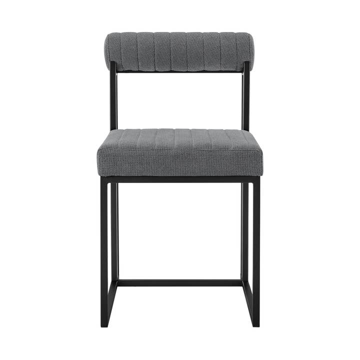 HomeRoots - Wholesale Chair - Set of Two Gray And Black Upholstered Polyester Open Back Dining Side Chairs3