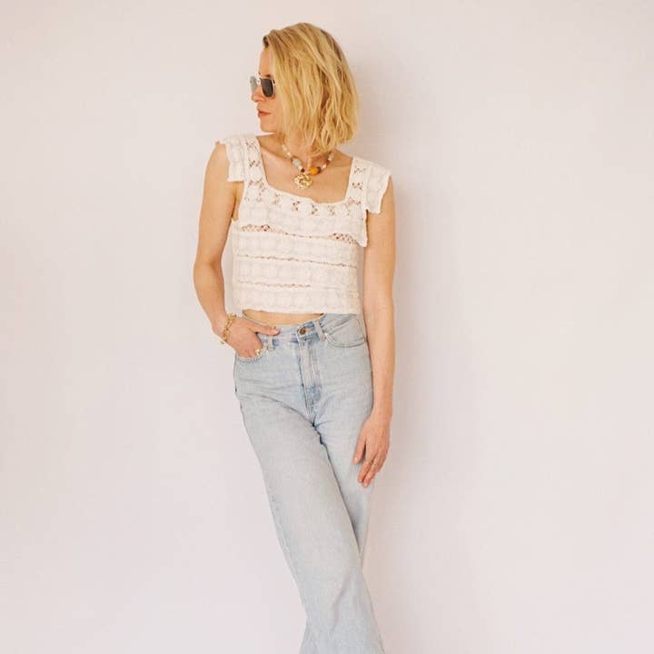 Miron Lace Top - Bright White for wholesale by dash of daring