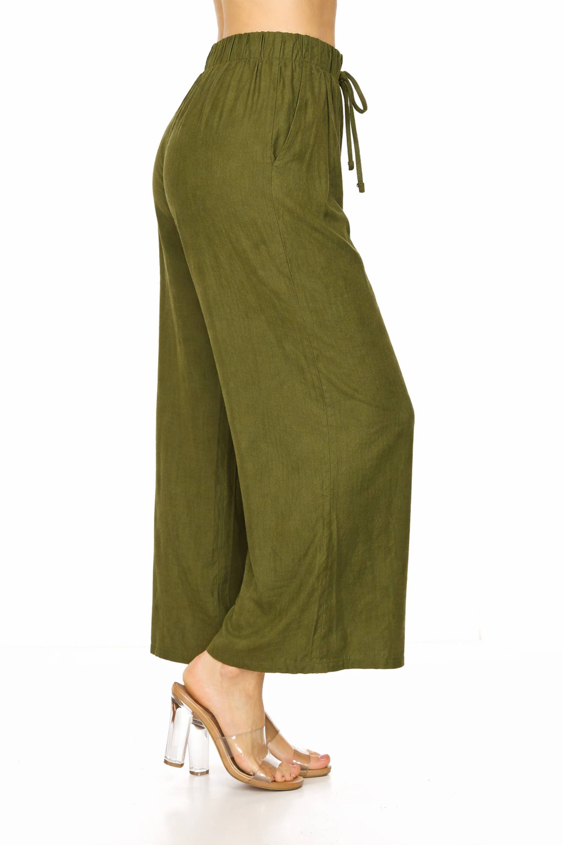 MOA COLLECTION - Wholesale Pants - Women's - Linen Texture Wide Leg Palazzo Pants Casual Style13