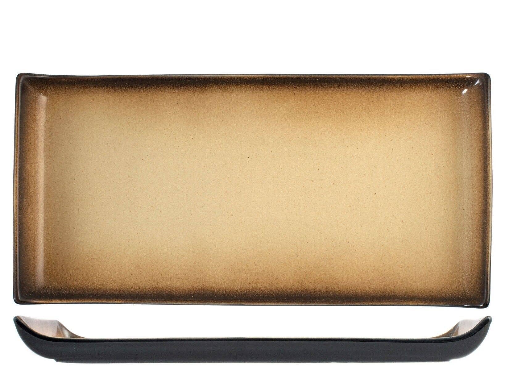 H&H - Wholesale Dinner Plate - Sahara Rectangular Stoneware Plate Beige And Brown0