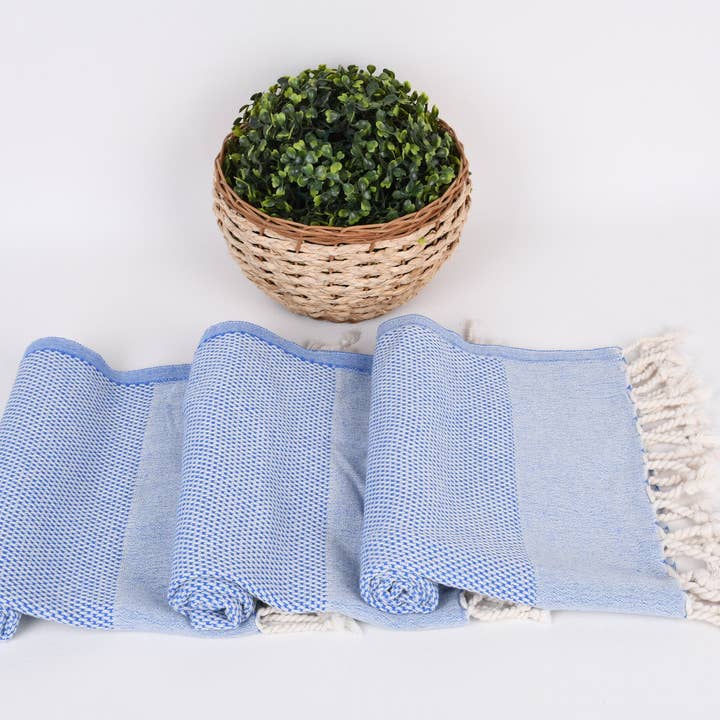 Organic Turkish Towels - Wholesale Tea Towel - Embroidered Kitchen Towel, Stylish Blue Tea Towel8