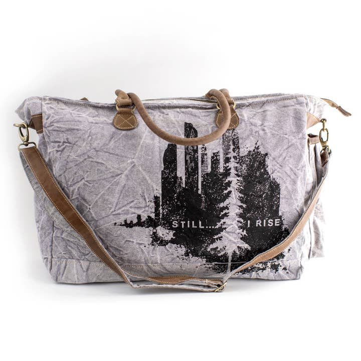 Still I Rise Recycled Canvas Weekender for wholesale by TAKENYA
