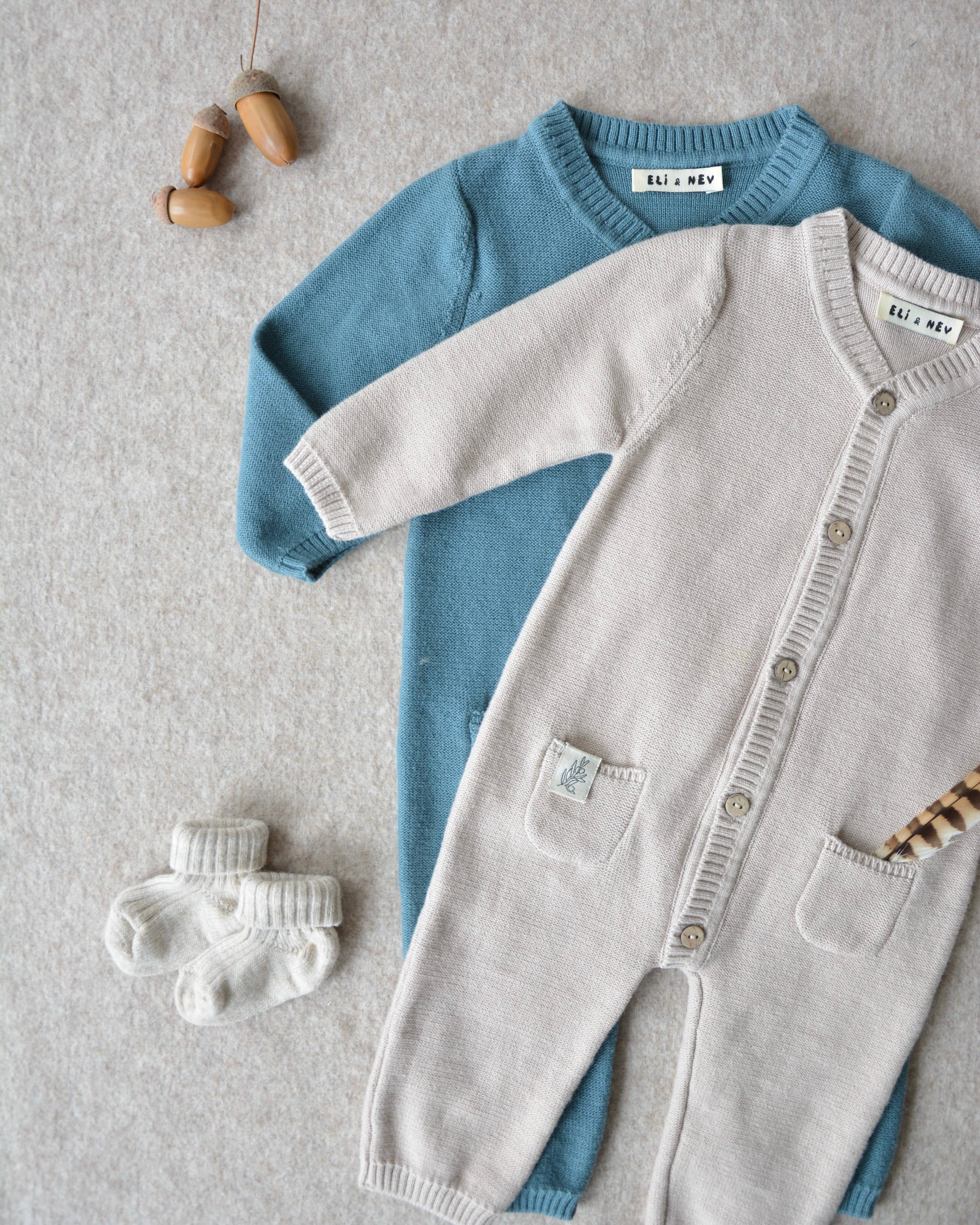 Eli & Nev (we cover U.S. import duties) - Wholesale Jumpsuit - Baby - Baby Knitted Blue Jumpsuit 100% Cotton 2