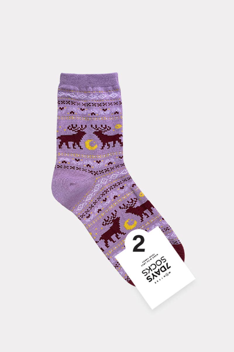 7DAYSSOCKS – Engroshandel Strømper - Dame – Kvinders Crew Night Deer Socks1
