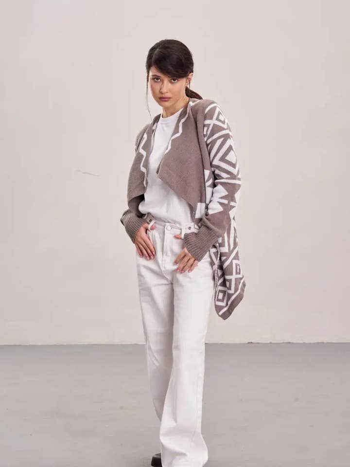 Cozy Knitted Women's Cardigan Arizona Cappuccino for wholesale by Handmade Originals Ukraine