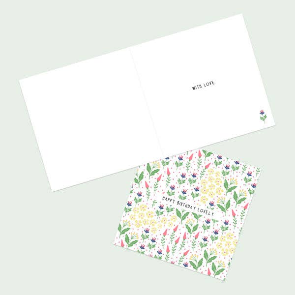 Dotty About Paper – wholesale Birthday card – General Birthday Card - Ditsy Bright Blooms - Happy Birthday Lovely1