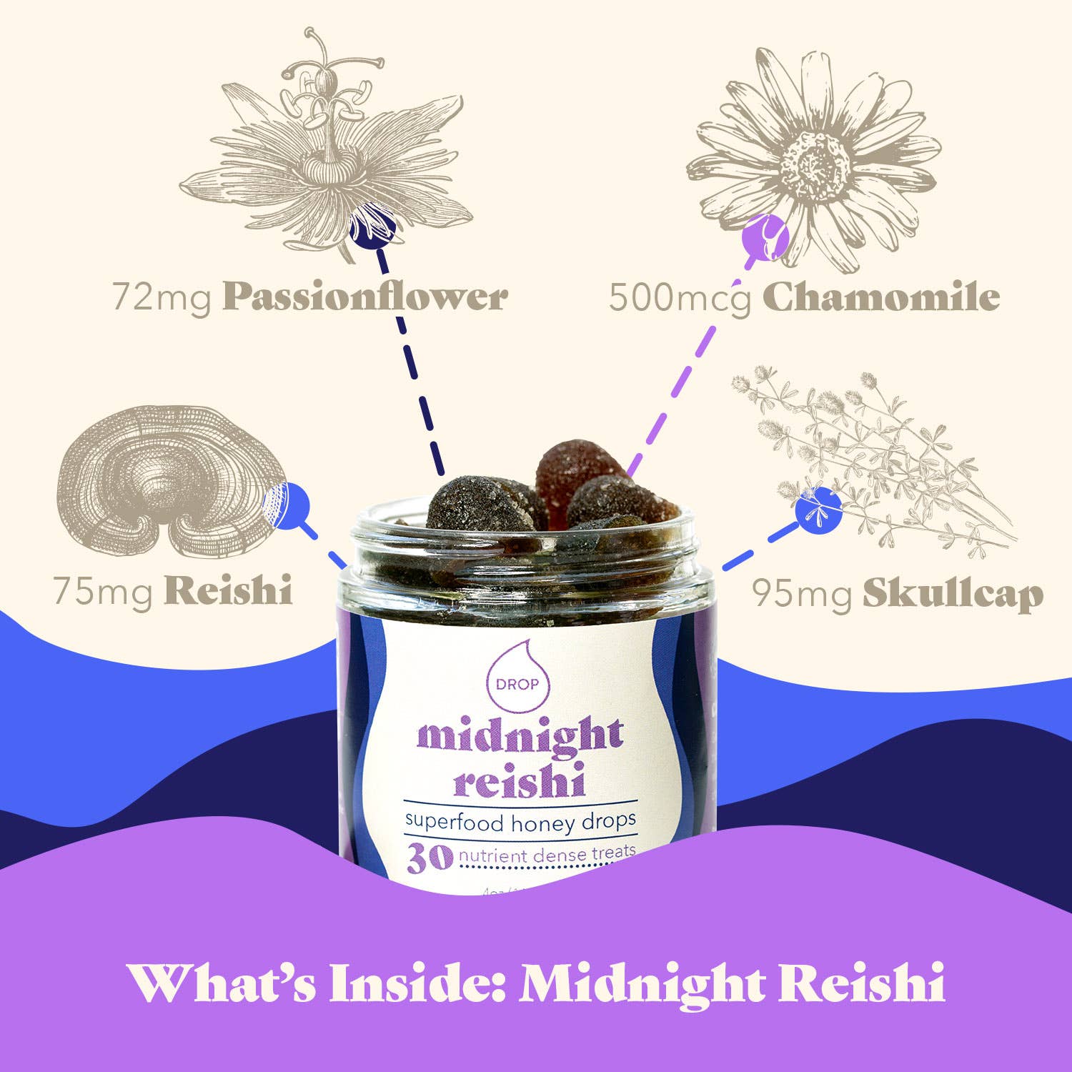 Honey Drops - Wholesale Gummy - Midnight Reishi | Mushroom Honey Gummy | Sleep & Relaxation5