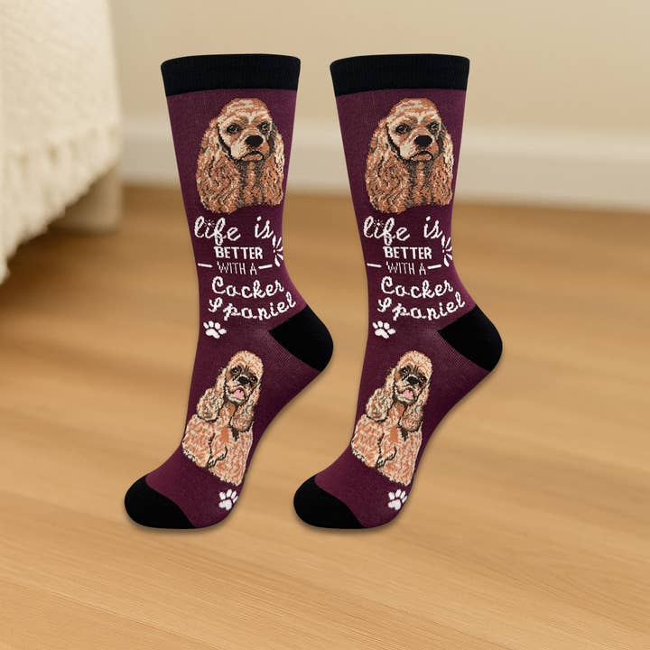E&S Pets – wholesale Socks – Unisex – Cocker Spaniel Dog Socks - Fun Novelty Crew Socks - Unisex1