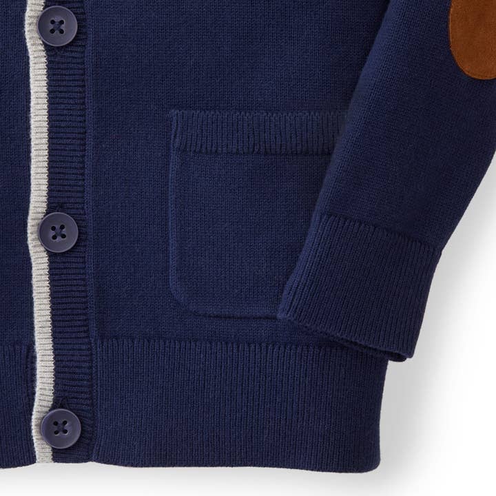 Tipped Organic Cardigan with Elbow Patches - Baby for wholesale on Faire