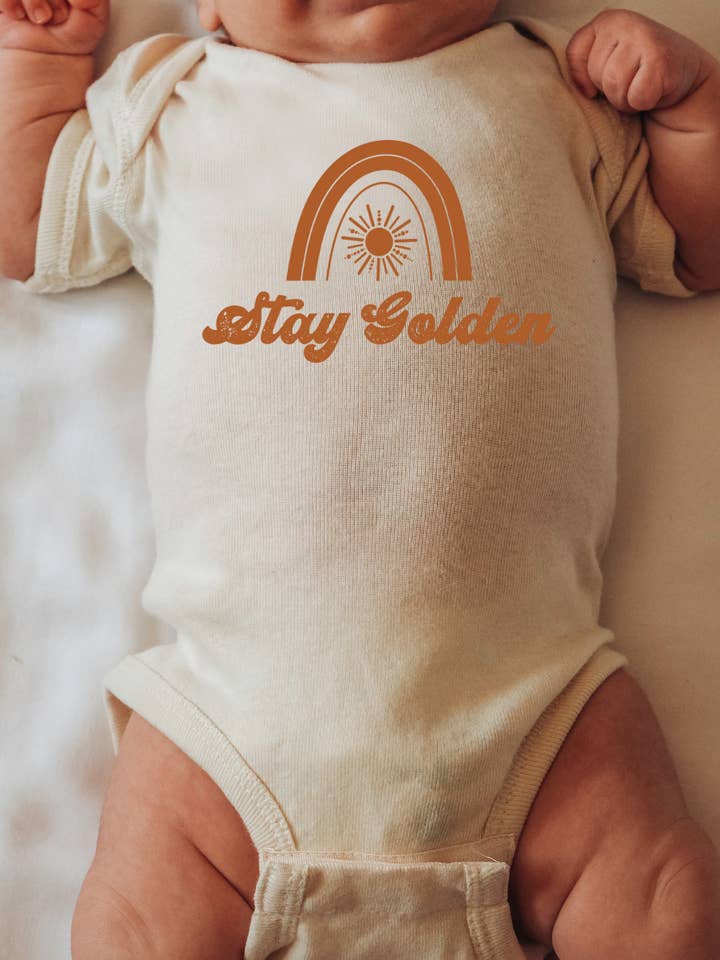 Stay Golden Baby Bodysuit | Boho Unisex Baby Onesie for wholesale by Uncommon Wild