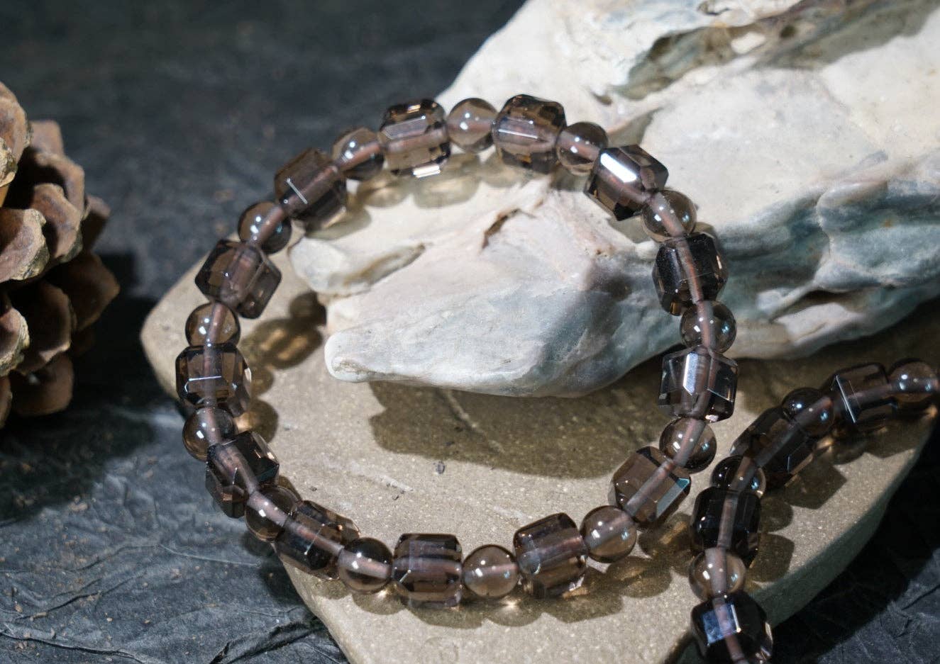 Moon Rituals - Wholesale Beaded Bracelet - Ice Obsidian Cube Bracelet – Natural Black Crystal Jewelry for Protection, Grounding & Christmas Crystal Gift10