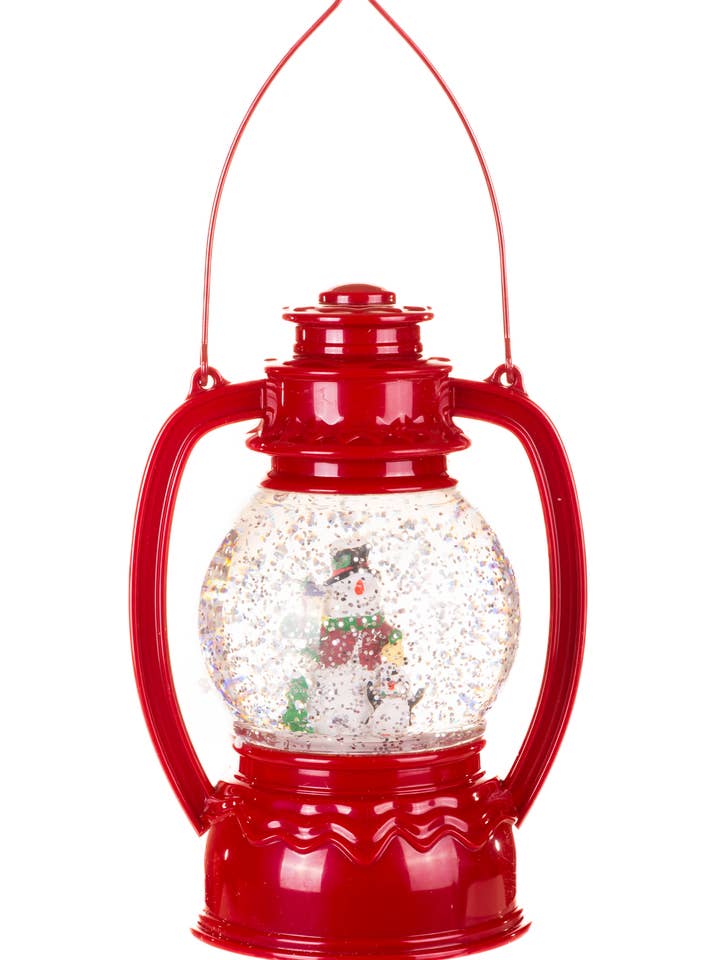 Red Oil Lamp Warm White LED Snow Globe with Snowman for wholesale by Starlight Collection