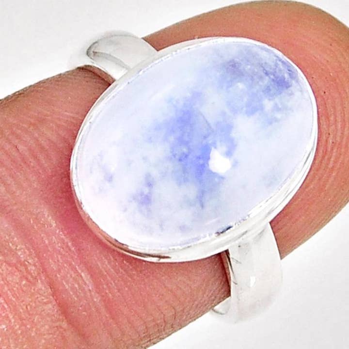 Bague pierre de lune arc en ciel (péristérite) AA argent 925 pour la vente par La Boîte à Cailloux