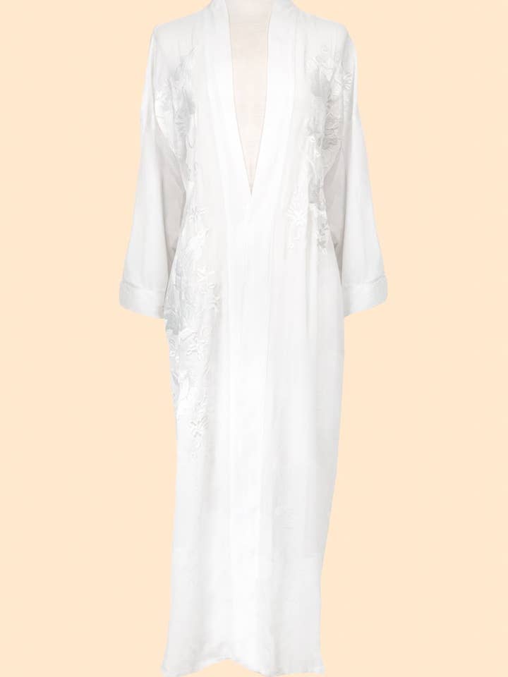 White on White Kimono Robe for wholesale by Ceiba