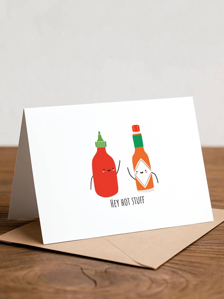 Hot Sauce Valentinsdagskort: Håndlavet Madelskerordspil for engroshandel hos Chewy Lemon Studio