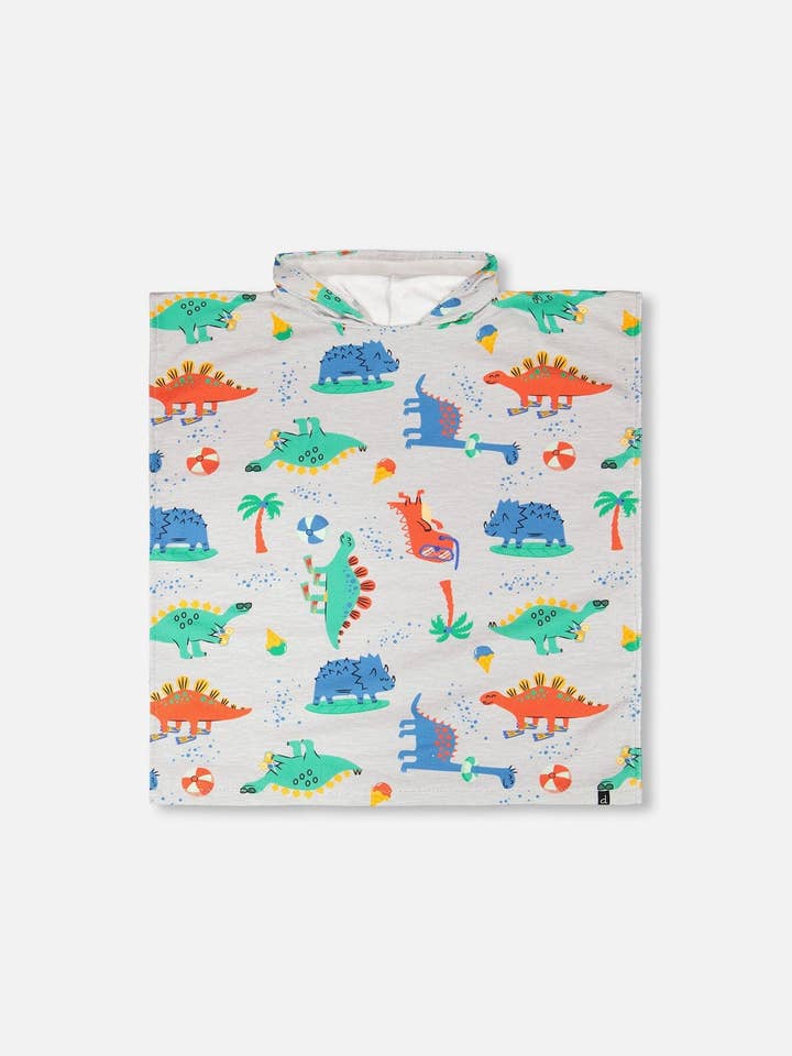 Hættetrøje Strandhåndklæde Grå Baby Dinosaur Print for engroshandel hos Deux par Deux