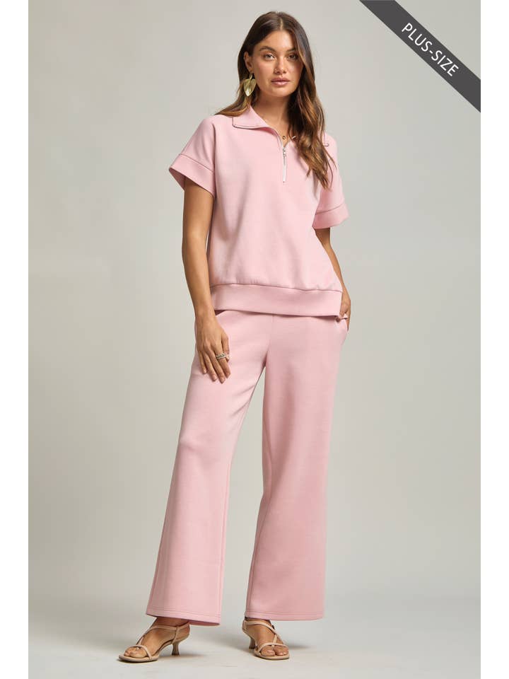 Dear Scarlett - Wholesale Lounge Set - Women's - PLUS SIZE Quarter Zip + Pants Modal Set TRVSET-CATALINAP30