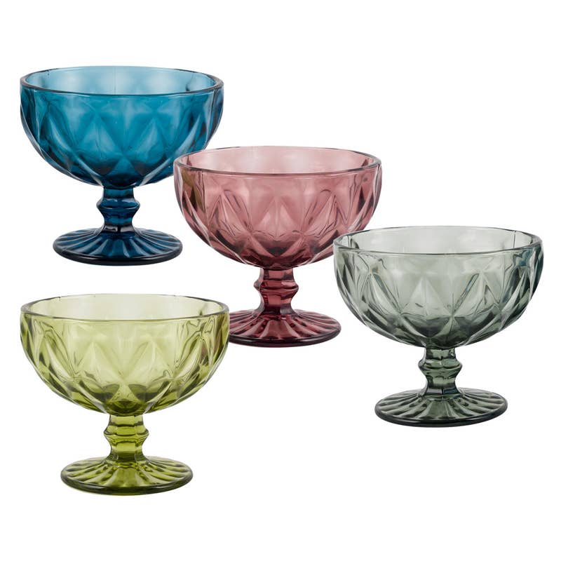 Deluxe Import Trading - Wholesale Serving Plate - Glass Diamond Cut Ice Cream Cup - 12oz - Assorted0