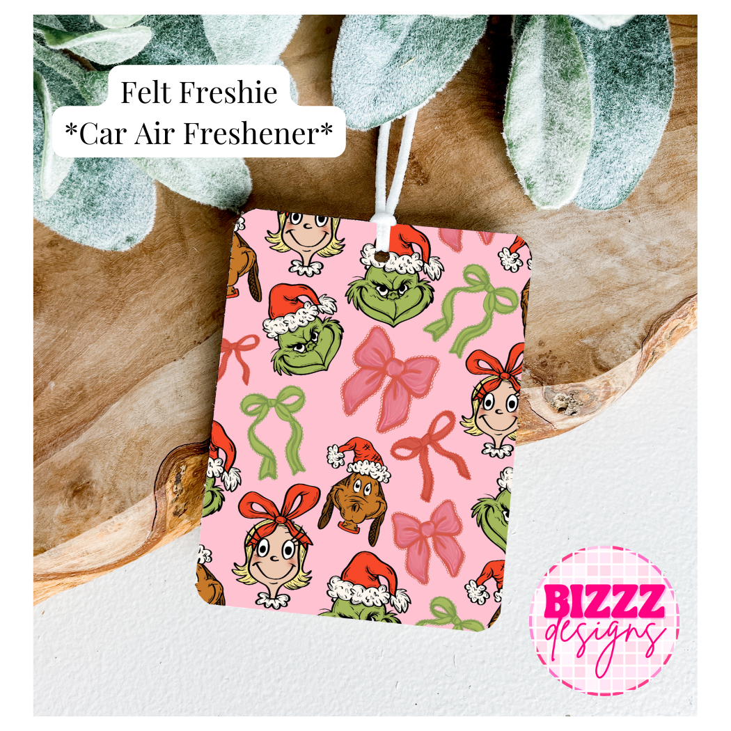Bizzz Designs - Wholesale Car Freshener - Women's - Grinchmas Cheer Felt Freshies - Christmas Car Air Fresheners0