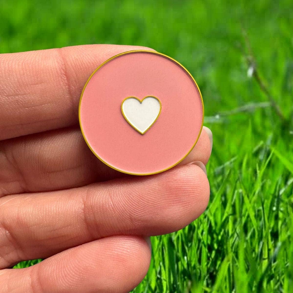 Gold Women's Golf Ball Marker Necklace with Heart Golf Ball Marker for wholesale on Faire2