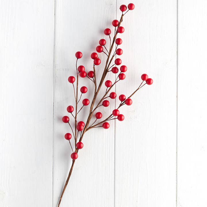 Factory Direct Craft - Wholesale Artificial Flowers - 22" Red Artificial Berry Stem