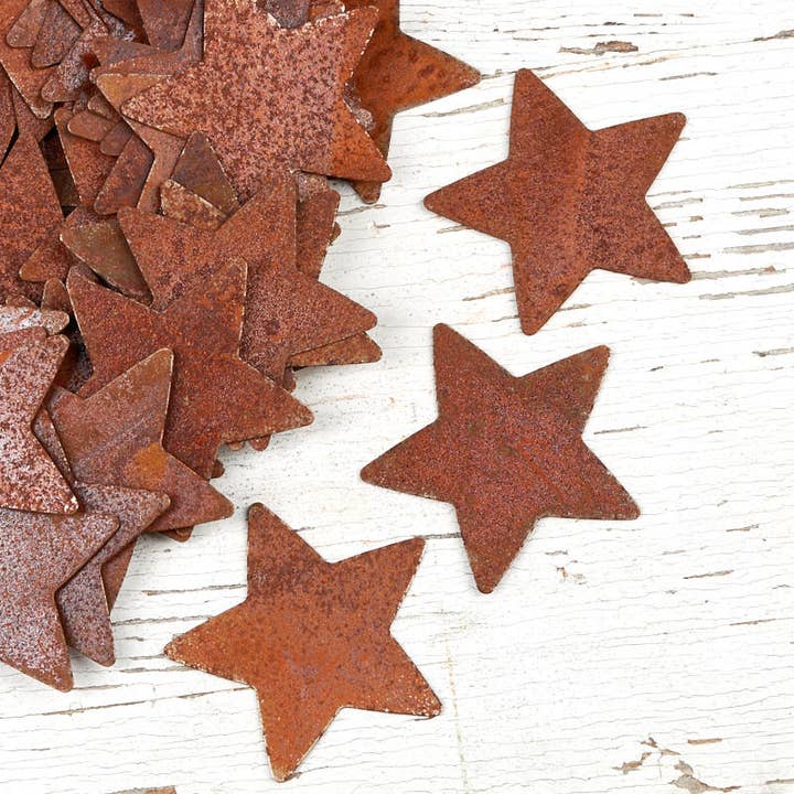 1-1/2" Bulk Rusty Tin Stars (Package of 100 pieces) for wholesale by Factory Direct Craft