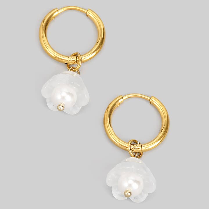 PEARL TULIP HOOP EARRINGS for wholesale by Girly
