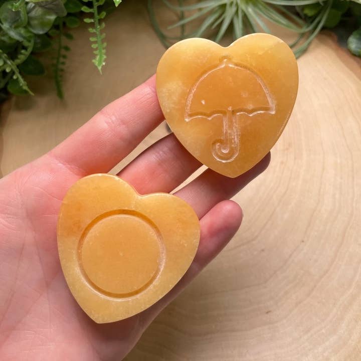 Copper Ashes - Wholesale Spiritual Stone/Crystal - Yellow Calcite Dalgona Cookie Heart0