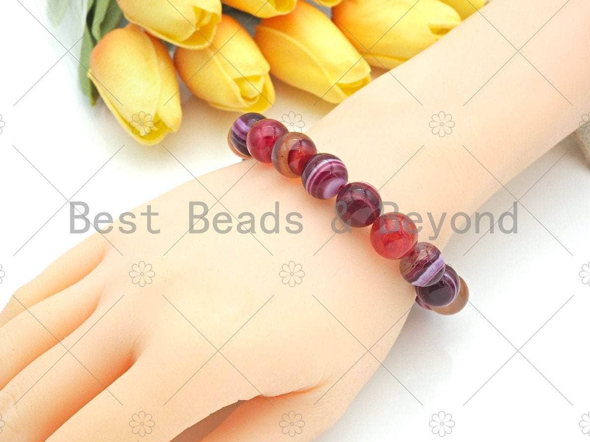 BestBeads&Beyond - Vente Bracelet de perles - Bracelet extensible en agate rouge naturelle, Sku #EF243