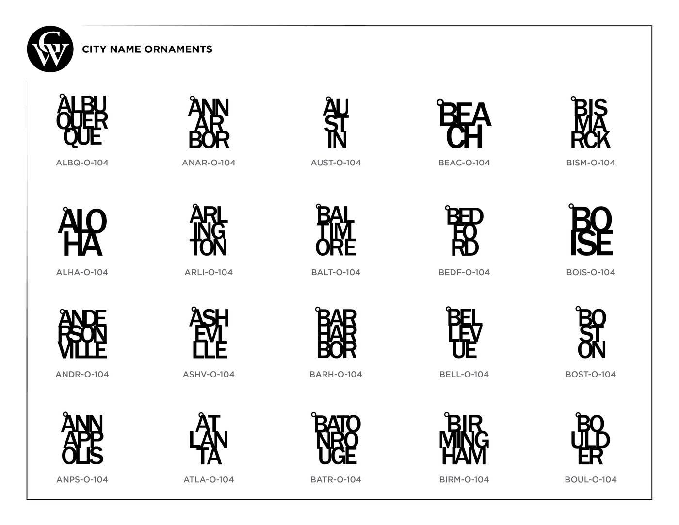 Grainwell - Wholesale Ornament - City Name Ornament2
