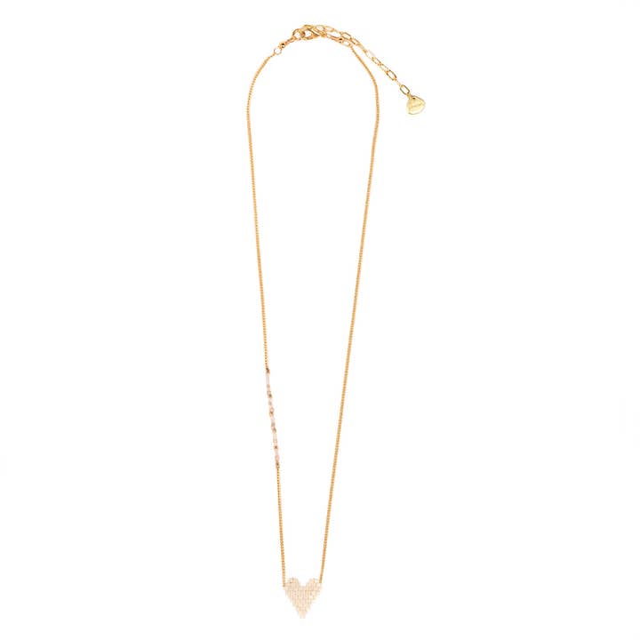 Heartsy white gold plated beaded adjustable necklace for wholesale by Mishky