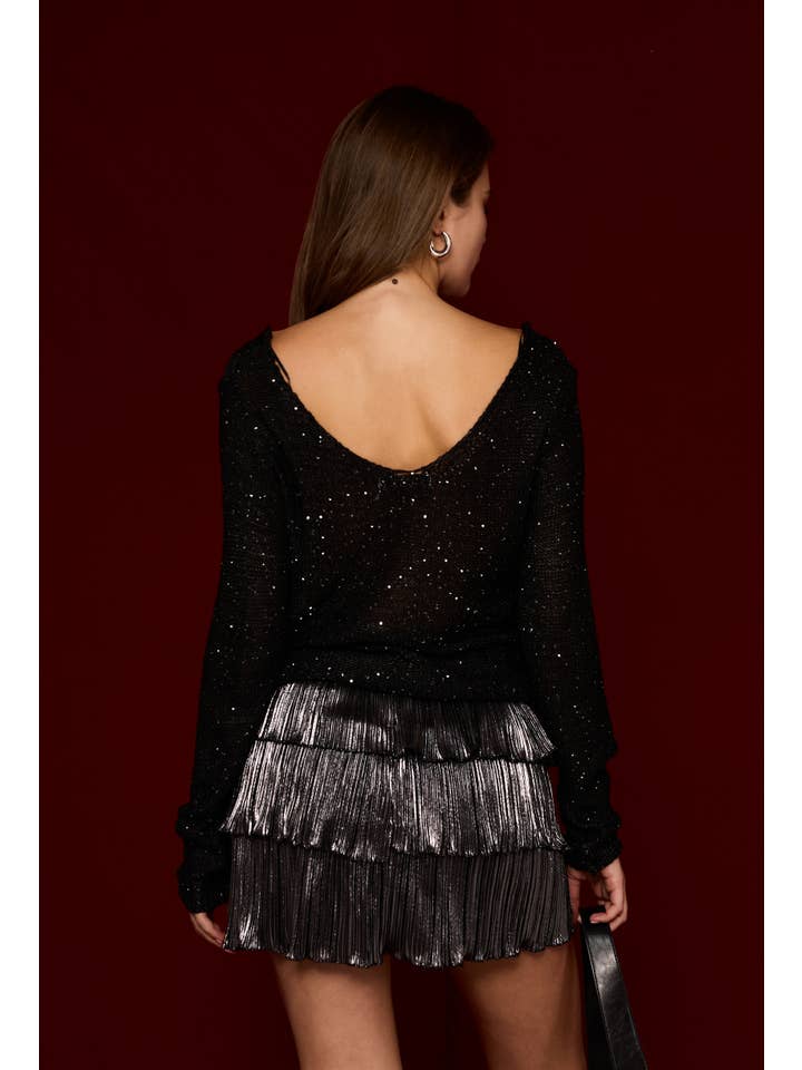 【美品】BB FRILL JUMPER LONG Wholesale See-through sequin sweater - 22098 for your store