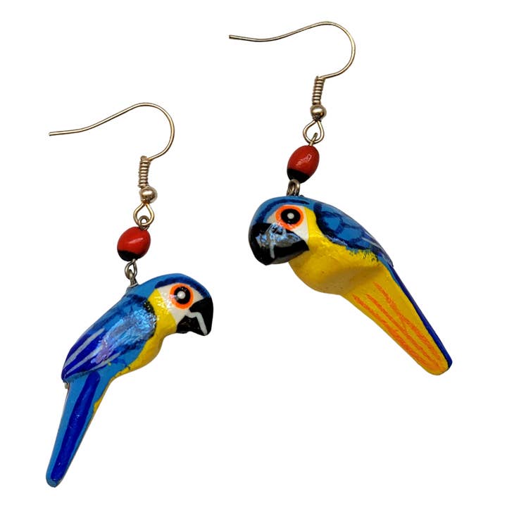 Amazon Ecology – wholesale Dangle earrings – Macaw Balsa Wood Earrings - made by artisans from the Peruvian Amazon