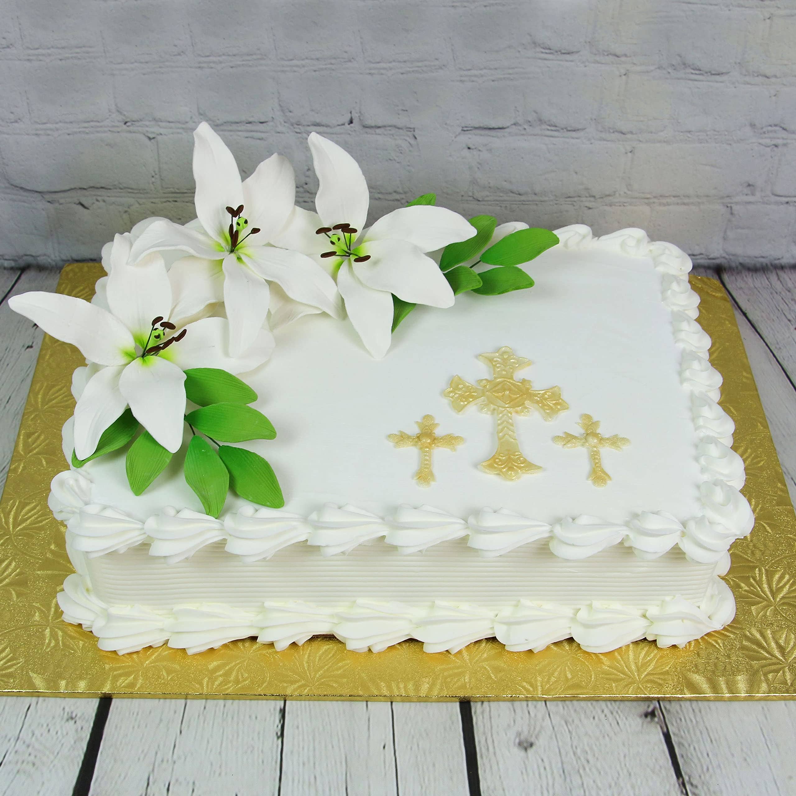 Global Sugar Art - Vente Fleurs artificielles - Fleurs en sucre de lys de Pâques, lys longiflorum avec feuilles en spray, par Global Sugar Art, blanc, lot de 33